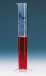 Eprouvette graduée, forme haute, 100:1 ml, PP, graduée en bleu