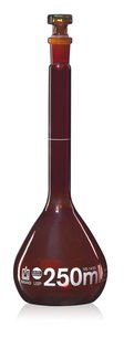 Messkolben, BLAUBRAND®, Klasse A, DE-M, braun, 25 ml, NS 10/19, Boro 3.3, Glas-Stopfen