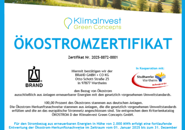 Sustainable power certificate