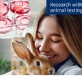 Woman with rabbit and cell culture inserts